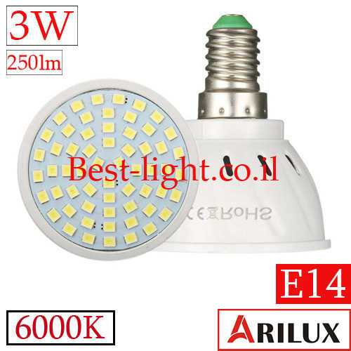 נורת לד Arilux E14 3W 6000k