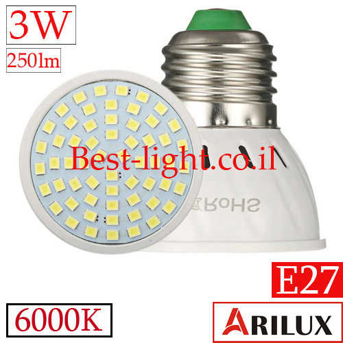 נורת לד Arilux E27 3W 6000k
