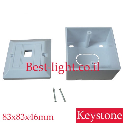 קופסה על הטיח 83x83x46mm עם 2 שקעי קיסטון ריקים