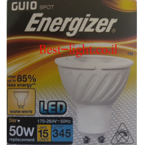 נורת דקרויקה לד Energizer GU10 5W 3000k 40°