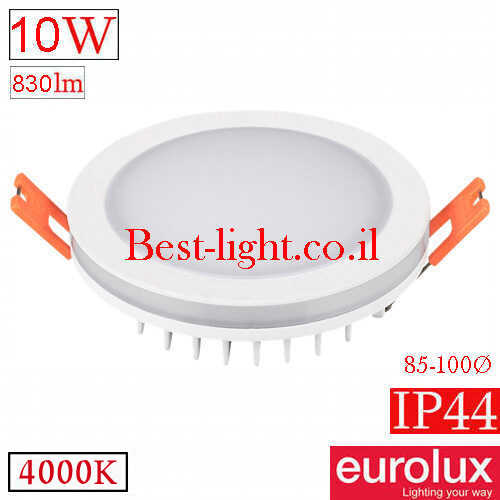 שקוע תקרה עגול לד מוגן מים Eurolux 10W 4000k 100Ø IP44