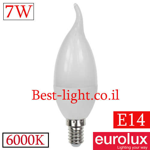 נורת לד נר להבה חלבי Eurolux E14 7W 6000k