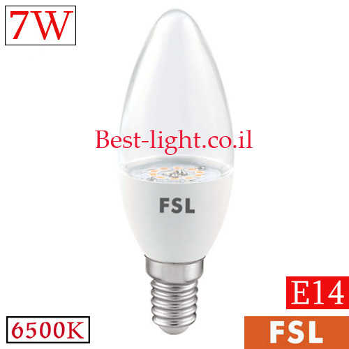 נורת לד נר שקוף FSL E14 7W 6500k