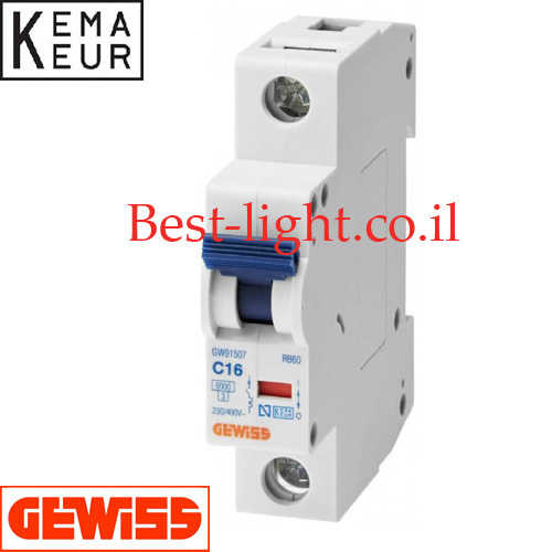 מפסק חצי אוטומט Gewiss 6KA 16A דגם GW91507