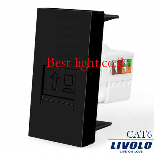 שקע רשת RJ45 CAT6 שחור LIVOLO