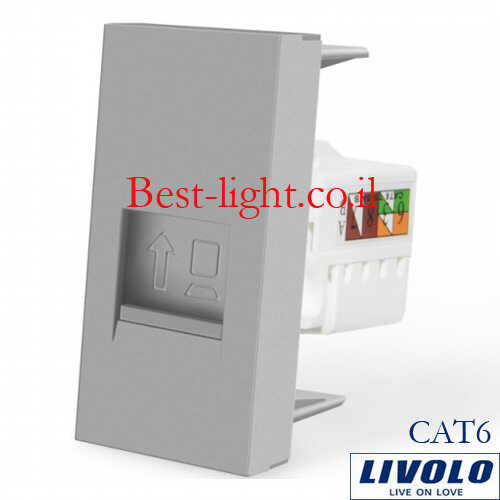 שקע רשת RJ45 CAT6 אפור LIVOLO