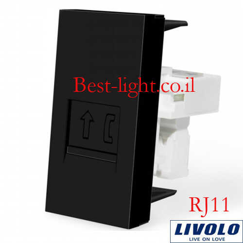 שקע טלפון RJ11 שחור LIVOLO