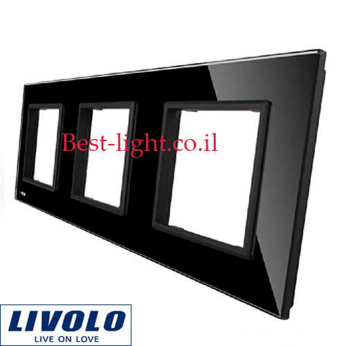 מסגרת זכוכית שחורה 2 מקומות לשקעי Livolo EU דגם C7-3SR11