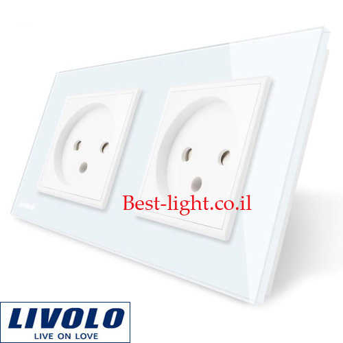 שקע חשמל ישראלי כפול לבן Livolo דגם C7C2IL-11
