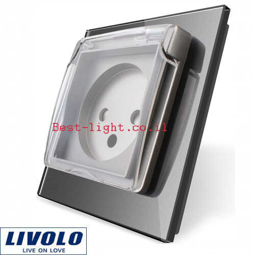 שקע חשמל ישראלי אפור מוגן מים Livolo IP44 דגם C7C1ILWF-15