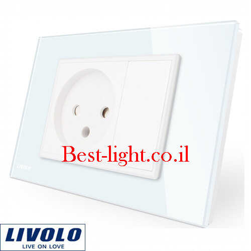 שקע חשמל ישראלי לבן לקופסה מלבנית Livolo דגם VL-C9C1IL-11