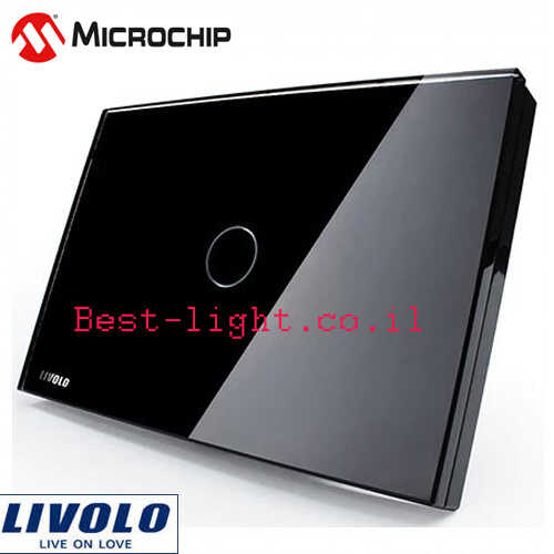 מפסק טאץ' 1 מגע שחור Livolo דגם VL-C301-BK