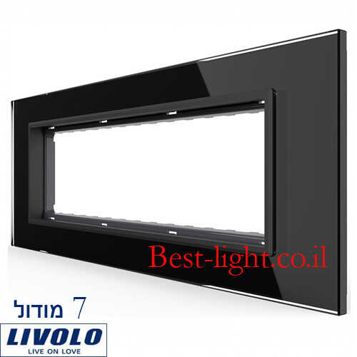 מסגרת זכוכית שחורה 210x78x4mm + מתאם 7 מקום LIVOLO