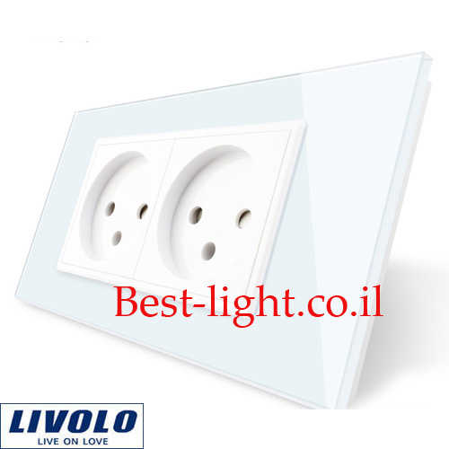 שקע חשמל ישראלי צמוד כפול לבן Livolo