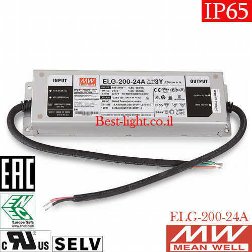 דרייבר לד Mean Well IP65 24V 200W 8.4A דגם ELG-200-24A