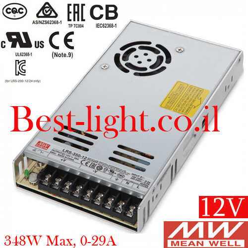 דרייבר רשת עם מאוורר MeanWell 12V 29A 350W  דגם LRS-350-12