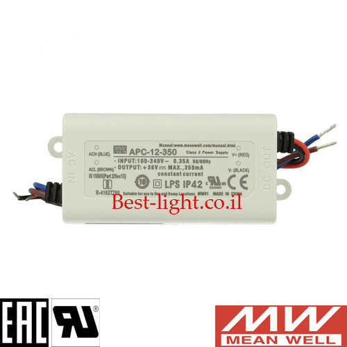 דרייבר זרם קבוע Meanwell 12W 350mA 9-36V  דגם APC-12-350