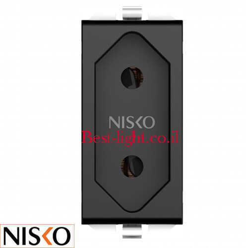 שקע חשמל דו פיני שחור מבריק NISKO Switch