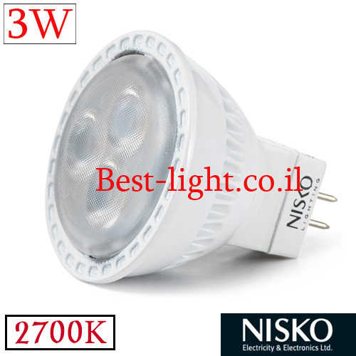 נורת מיני דקרויקה לד Nisko MR11 GU4 3W 12V 2700k