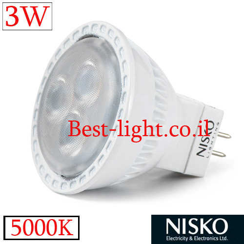 נורת מיני דקרויקה לד Nisko MR11 GU4 3W 12V 5000k