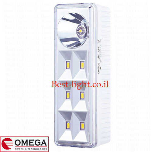 תאורת חירום נטענת OMEGA LED 6+1 4W דגם Snow