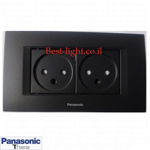 שקע כוח ישראלי כפול 16A שחור Panasonic Thea Optima