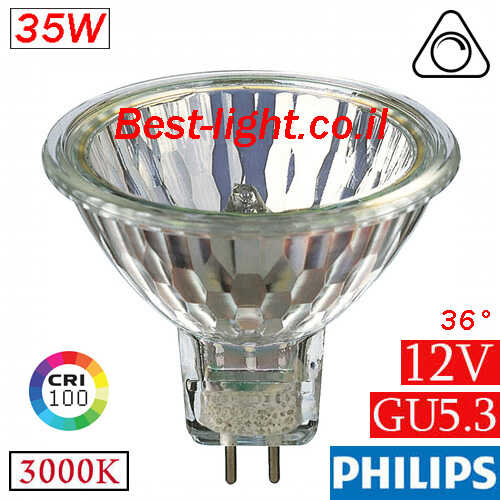 נורת דקרויקה הלוגן Philips Essential 12V GU5.3 35W 36d