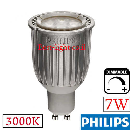 נורת דקרויקה לד GU10 7W 3000k 40&deg; לדימור Philips