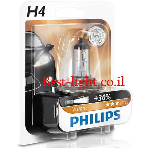 נורה ראשית לרכב Philips H4 דגם Vision