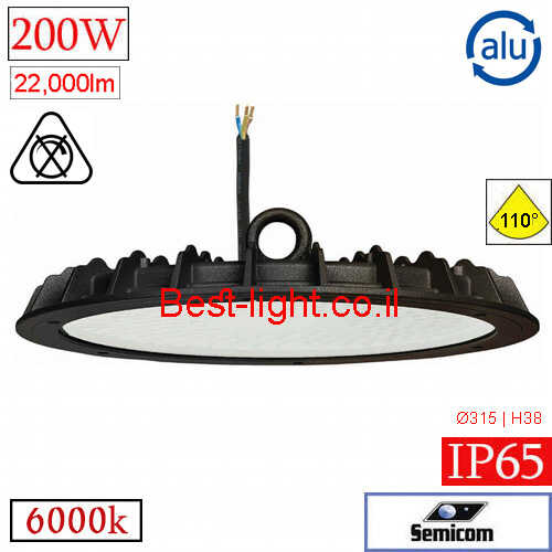 פעמון הצפה לד Semicom IP65 200W 6000k 22000lm דגם מונטוק
