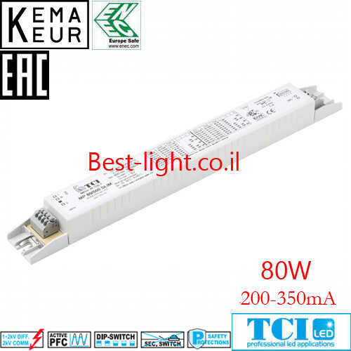 דרייבר לד TCI 80W 200-350mA דגם MP 80/350 SLIM