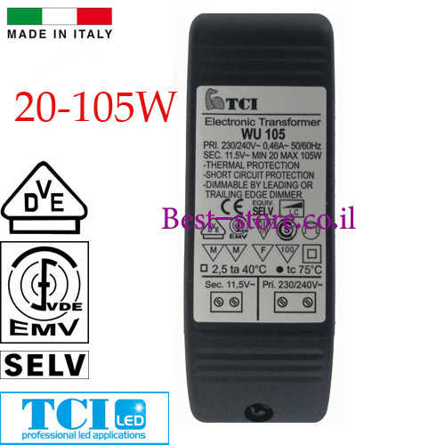 שנאי אלקטרוני TCI 12V 105W דגם WU105