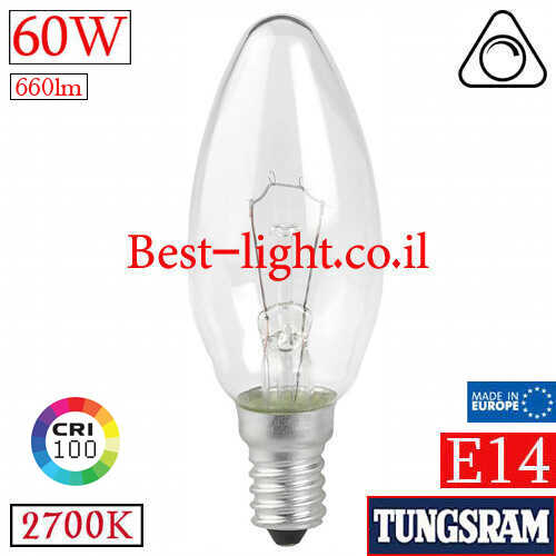 נורת ליבון נר חלבי TUNGSRAM E14 60W 660lm