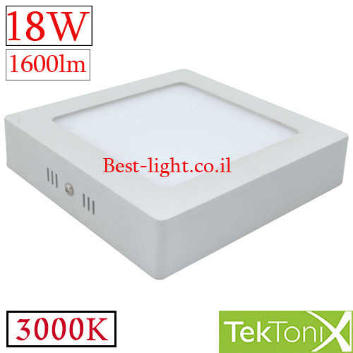 צמוד תקרה לד מרובע TekTonix 18W 3000k 225mm