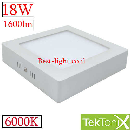 צמוד תקרה לד מרובע TekTonix 18W 6000k 225mm