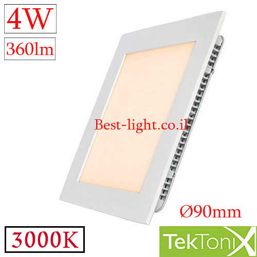 שקוע תקרה לד מרובע TekTonix 4W 3000k 90mm