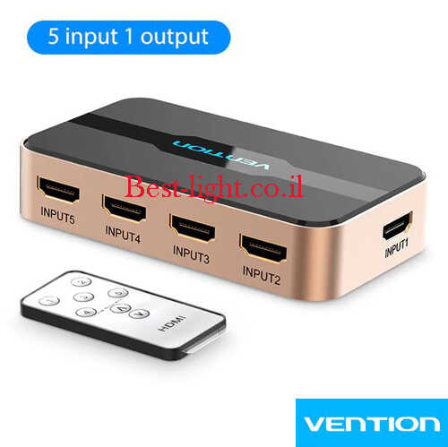 קופסת מיתוג  HDMI 1.4 4K@30Hz עם 5 כניסות Vention דגם AFLH0