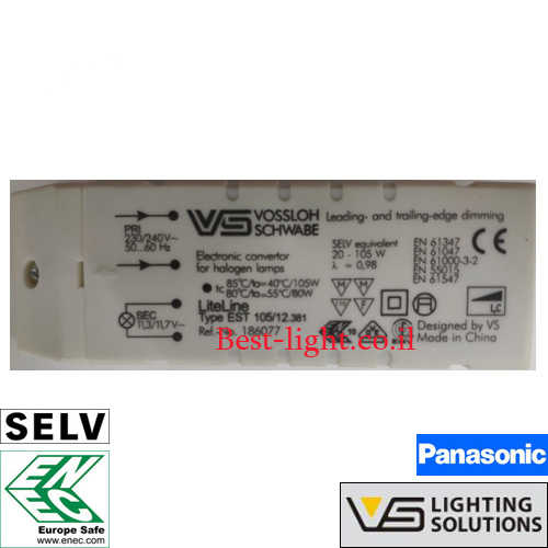 שנאי אלקטרוני Vossloh-Schwabe 12V 105W דגם 105/12.381