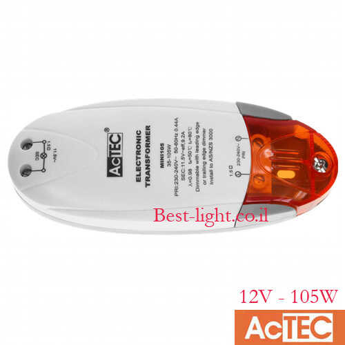 שנאי אלקטרוני AcTEC 12V 35-105W