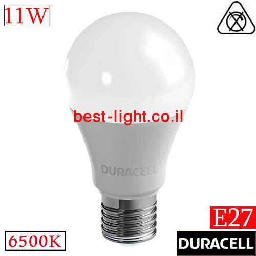 נורת לד DURACELL A-SHAPE A60 E27 11W 6500K 1055lm