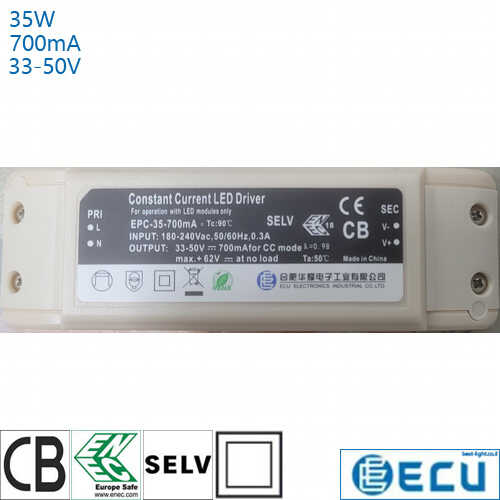דרייבר זרם קבוע ECU 35W 700mA 33-50V דגם EPC-35-700