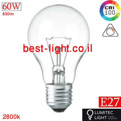 נורת ליבון שקוף Lumitec A60 E27 60W