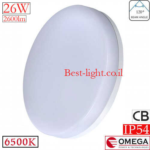 פלפון עגול לד מוגן מים OMEGA Tokyo 26W 6500k IP54