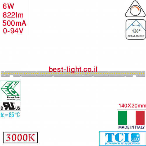 סרגל לד זרם TCI 140cm 6W 3000k 822lm 500mA