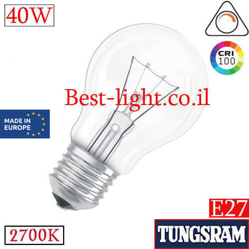 נורת ליבון שקופה TUNGSRAM A50 E27 40W