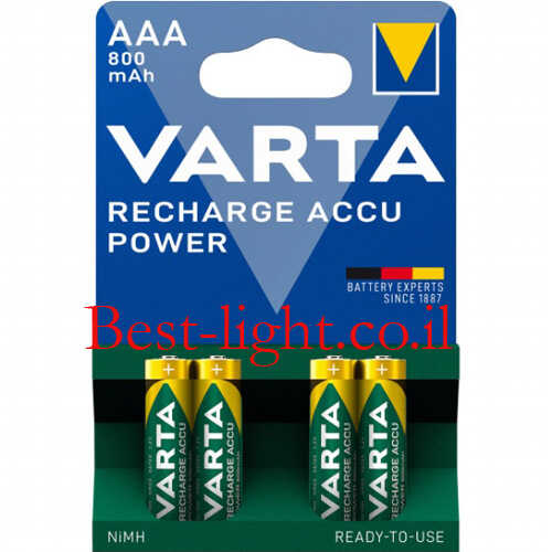 רביעיית סוללות נטענות VARTA longlife AAA 800mAh
